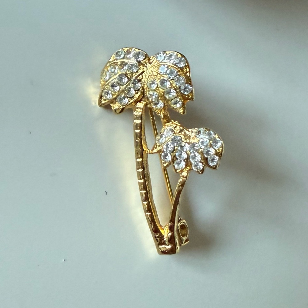 MAJE Gold & Crystal Palm Trees Plated Vermeil - NEW IN BOX
